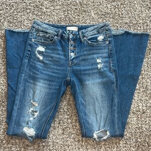 Altar'd State Light Blue Distressed Flare Jeans